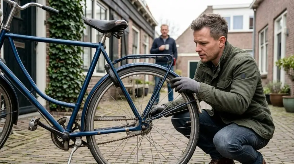 Tweedehands kopen door de staat, slijtage en resterende levensduur van een gebruikte fiets te controleren